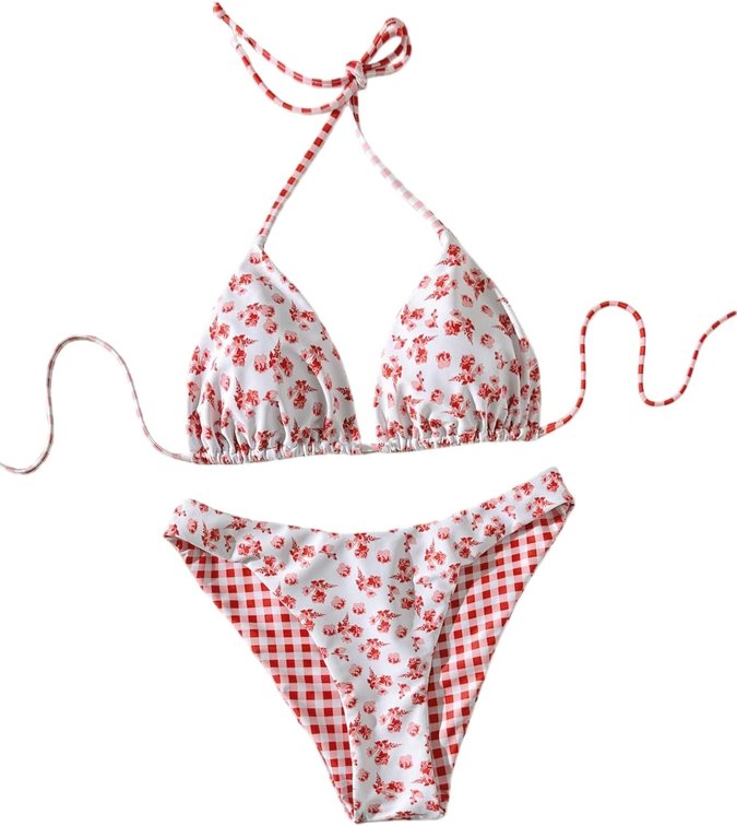 Size Small Women's 2 Piece Polka Dots Bikini Sets Halter Triangle Swimsuit Side Sexy High Cut Bathing Suits 2026 Outfits