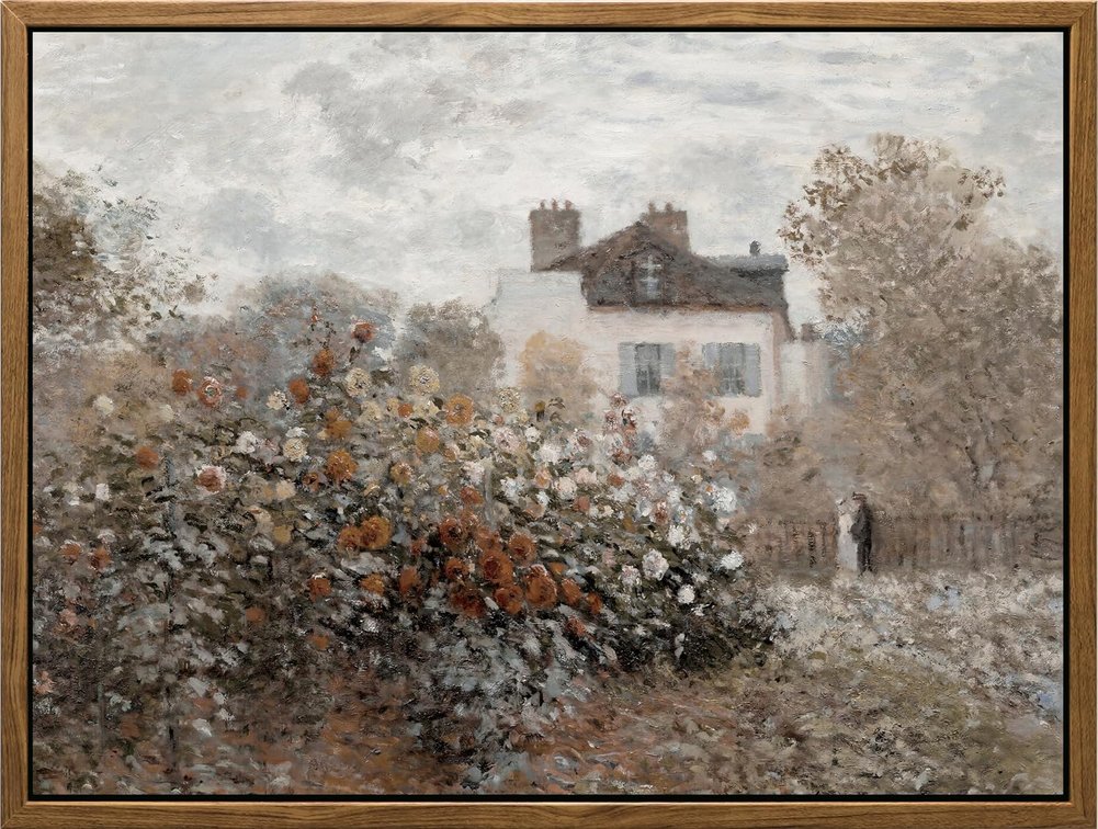 SLOHOOMAT Claude Monet Wall Art - Museum-Quality 3D Oil Painting Replica with Simulated Hand-Painted Brushstrokes Texture, Impressionist Floral Landscape Framed Canvas Art for Living Room Decor, Gift Ready Packaging, 12"x16"