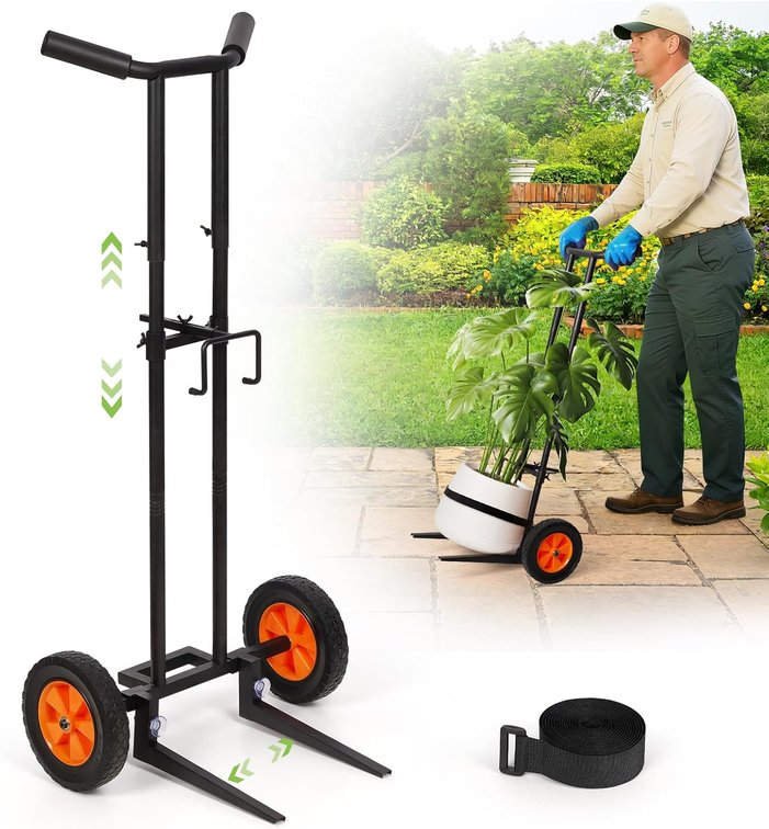Rolling Plant Caddy with Wheels for Plant Pots Under 27"H & 15.4"W