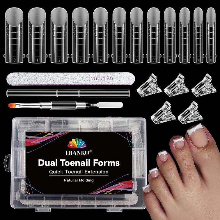 Poly Gel Toe Nail Form Set EBANKU Toenails Dual Forms for Nail Extensions