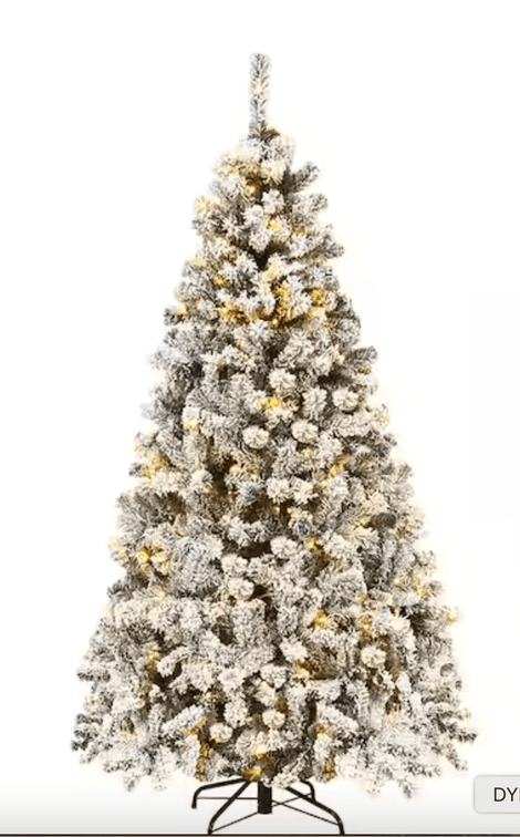 6 ft. Pre-Lit LED Flocked Snow Hinged Pine Artificial Christmas Tree with 250 White Lights