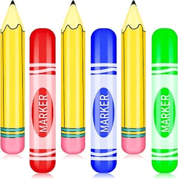 6 inflatable back-to-school pens, back-to-school balloons,