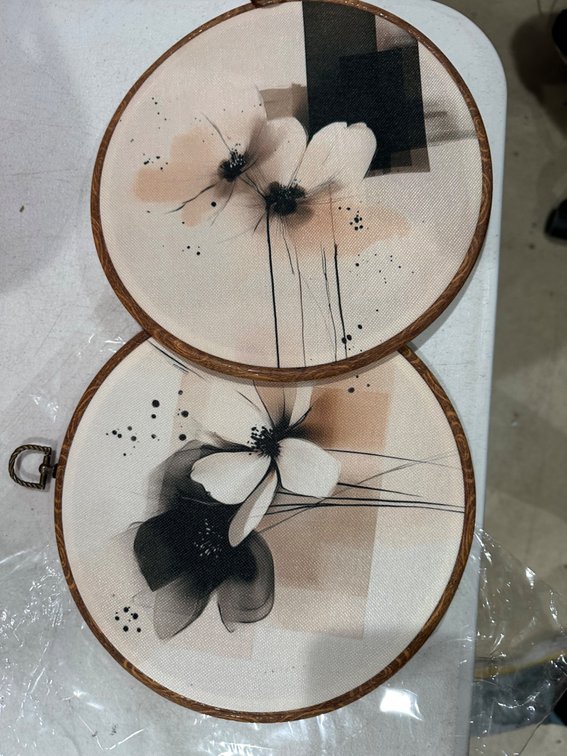 Set of 2 Round Flower Art Wall Decor