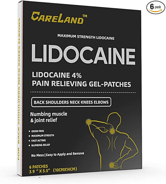 CARELAND 4% Lidocaine Gel Patch, 6 Count