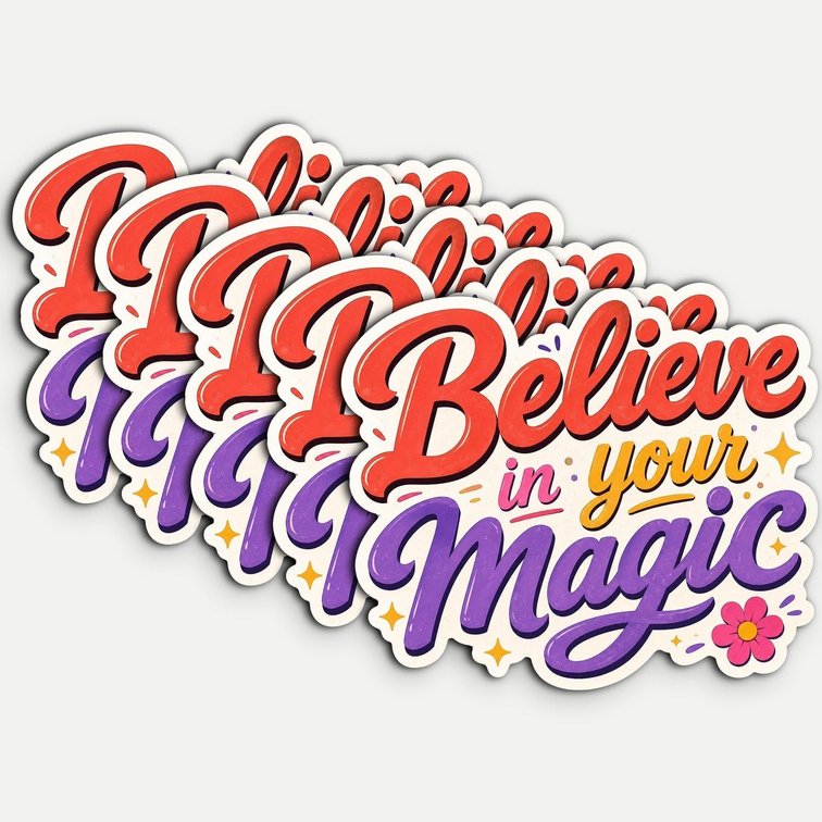 5Pcs Inspirational Quote Sticker Believe in Your 3in Waterproof Vinyl Decal
