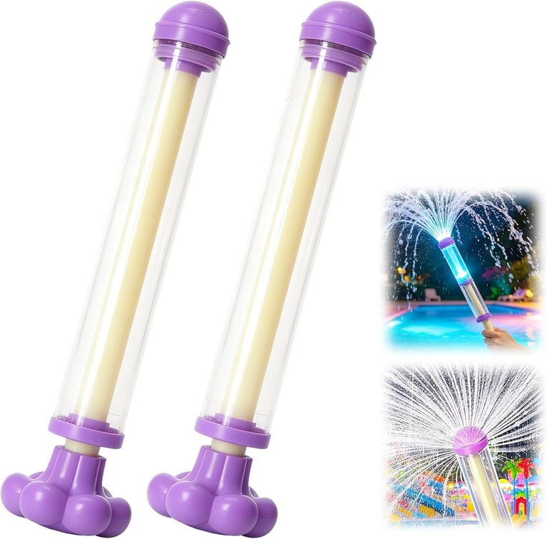2Pcs Glowing Rainbow LED Water Blaster,Pull Push Water Spray Gun,Durable and Sturdy,Comfortable Grip,for Pool Party Summer Outdoor Games