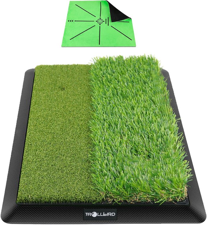 Dual Turf Golf Hitting Mat with Replaceable Velvet Mat