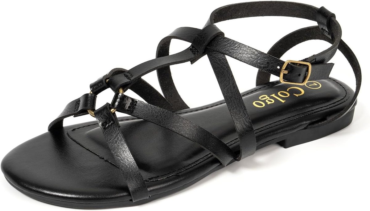 Size 11 Women's Strappy Flat Sandals, Criss-cross Gladiator Sandals with Adjustable Ankle Strap Open Toe Summer Dressy Casual Flat Shoes for Beach Wedding Vacation