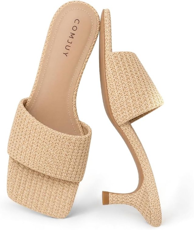 Size 9 Womens Sandals Raffia Comfortable Kitten Heel Sandal
