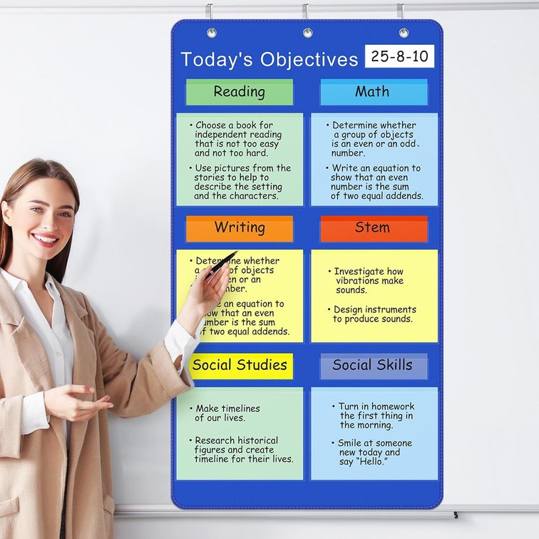 Feifeiya Pocket Chart for Classroom 24x45 Whiteboard, Classic Style