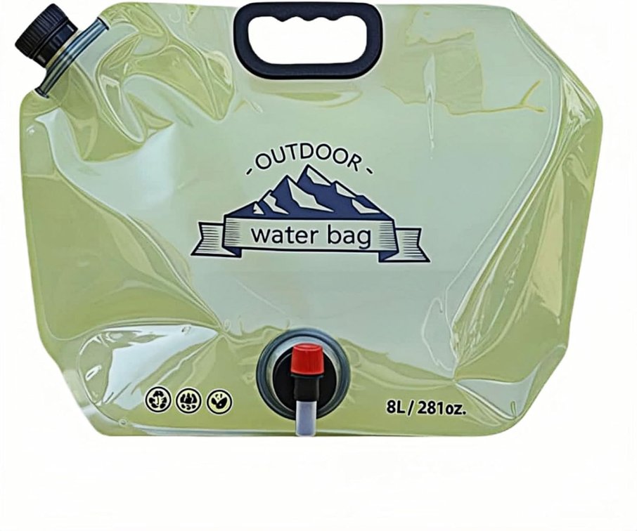 Chinshwehaw 8L/281oz Outdoor Collapsible Water Jug BPA-Free w/Adjustable Faucet - Portable Leakproof Water Storage for Camping, Hiking, Travel & Emergencies (Light green)