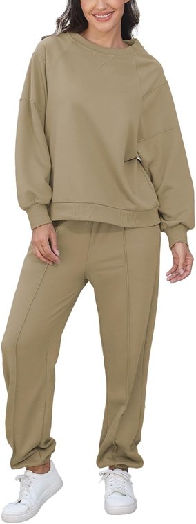 PINK NOT GREEN Size Large Women 2 Piece Sweatsuit Sets Sweatshirt and Jogger Outfit Set