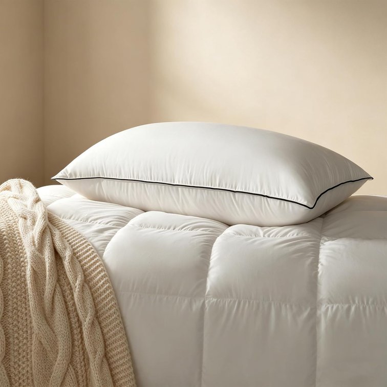 MAXICOZY 65% Down 3-Chamber Pillow Queen Size, Cotton Blend Cover, Set of 1