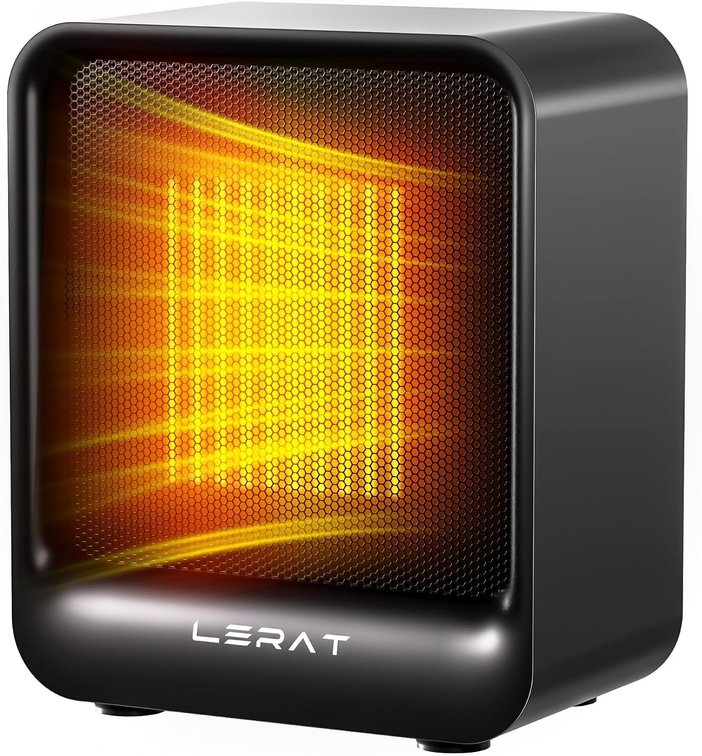 Lerat Mini Space Heater, 500W Quiet Electric Heaters for Indoor Use, Safe PTC Ceramic Desk Heater with Tip-Over & Overheat Protection, Small Portable Personal Fast Heating for Office Home