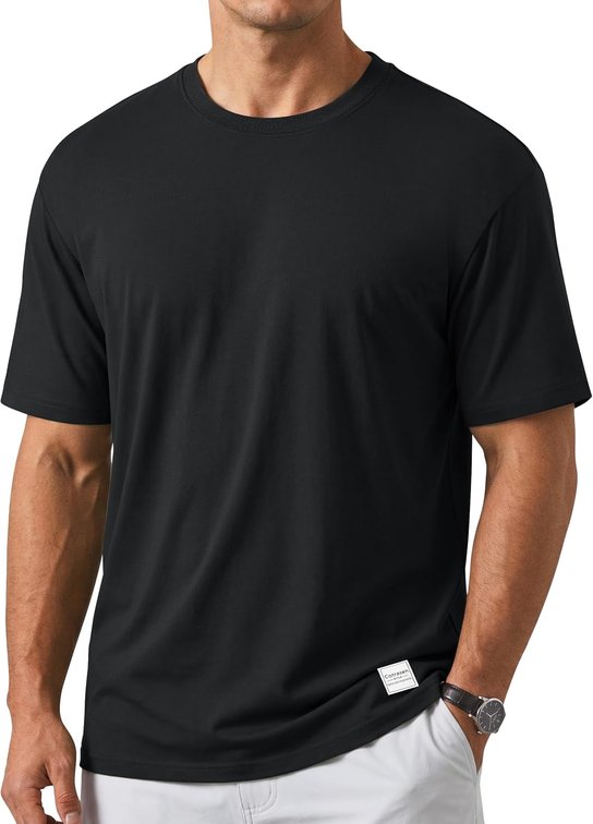 Size Large Cotrasen Men's T-Shirts Pure Cotton Crew Neck Tees Casual Drop Shoulder Top