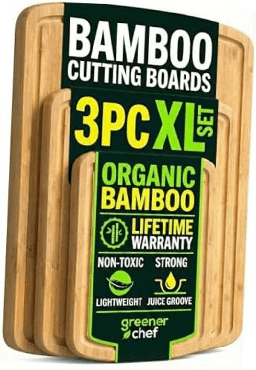 Luxury Wood Cutting Board 3-Piece Set with Vertical Grain Strength Single-Tone