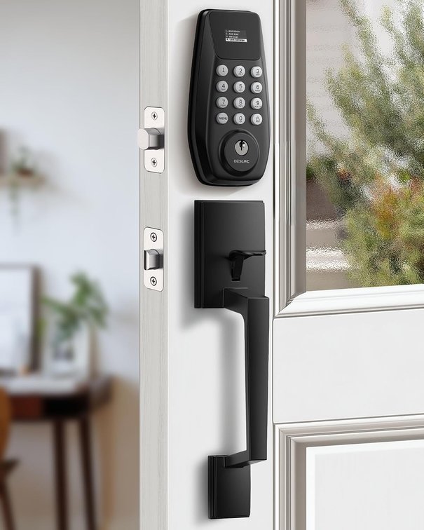 DESLOC C100 Keyless Entry Door Lock with Handle Set, Visual Display