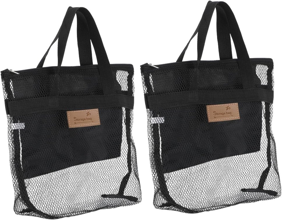 Garneck 2-pack Mesh Shower Caddy Tote Lightweight Travel Toiletry Tote with Zipper 2 Pockets Quick-Dry Beach Bag Mesh for Pool Gym Dorm Camping 12.59 X 10.62 X 3.34 in