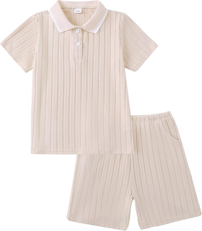 Size 11/12 Yrs Boy Clothes Summer Outfits Polo Shirt and Shorts Set 2 Pieces Baby Boys Beach Hawaiian Outfit for Teen
