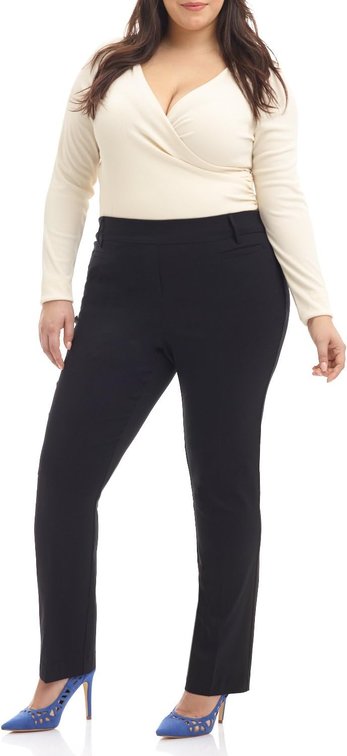 Size 24 Wide Petite Curvy Woman Ease into Comfort Plus Size Straight Pant w/Tummy Control