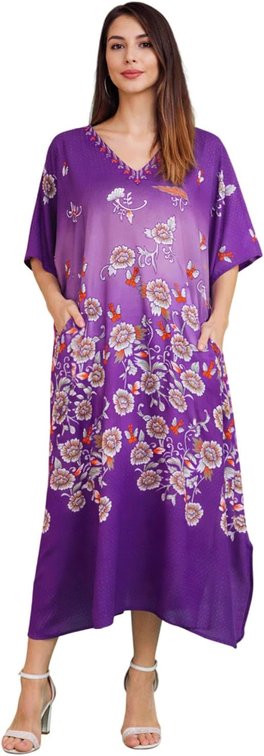 1 Size Fits Most Miss Lavish London Women's Kaftan Plus Size Maxi Beach Swimsuit Coverup