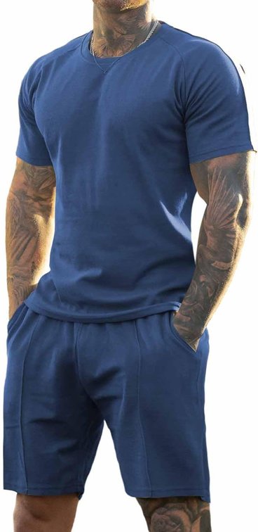 BLACK NOT BLUE Size XXL Mens Short Sets 2 Piece Outfits Fashion Summer Tracksuits Casual Set
