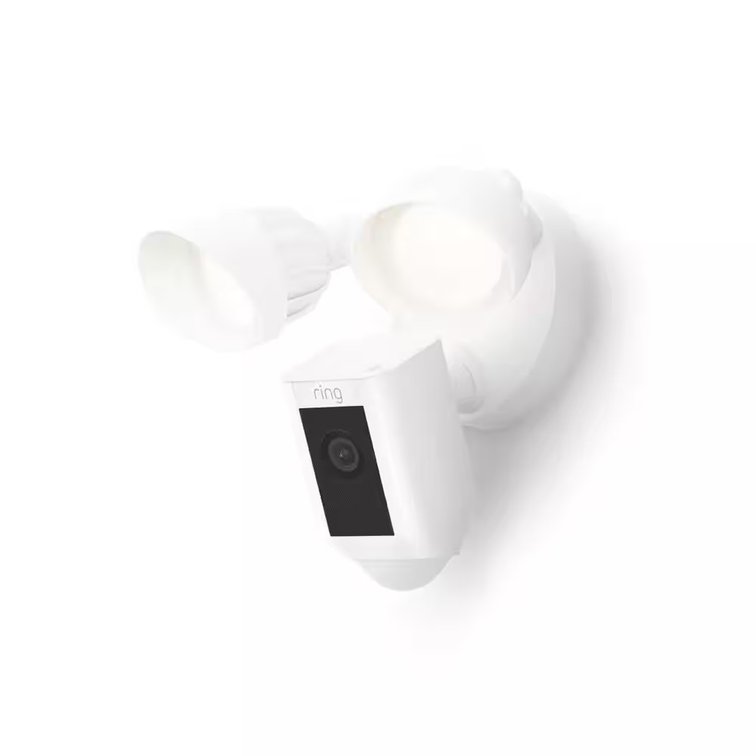 Ring Floodlight Cam Plus Wired - Outdoor Smart Security Camera with 2-LED Lights, 2-Way Talk, Color Night Vision, White