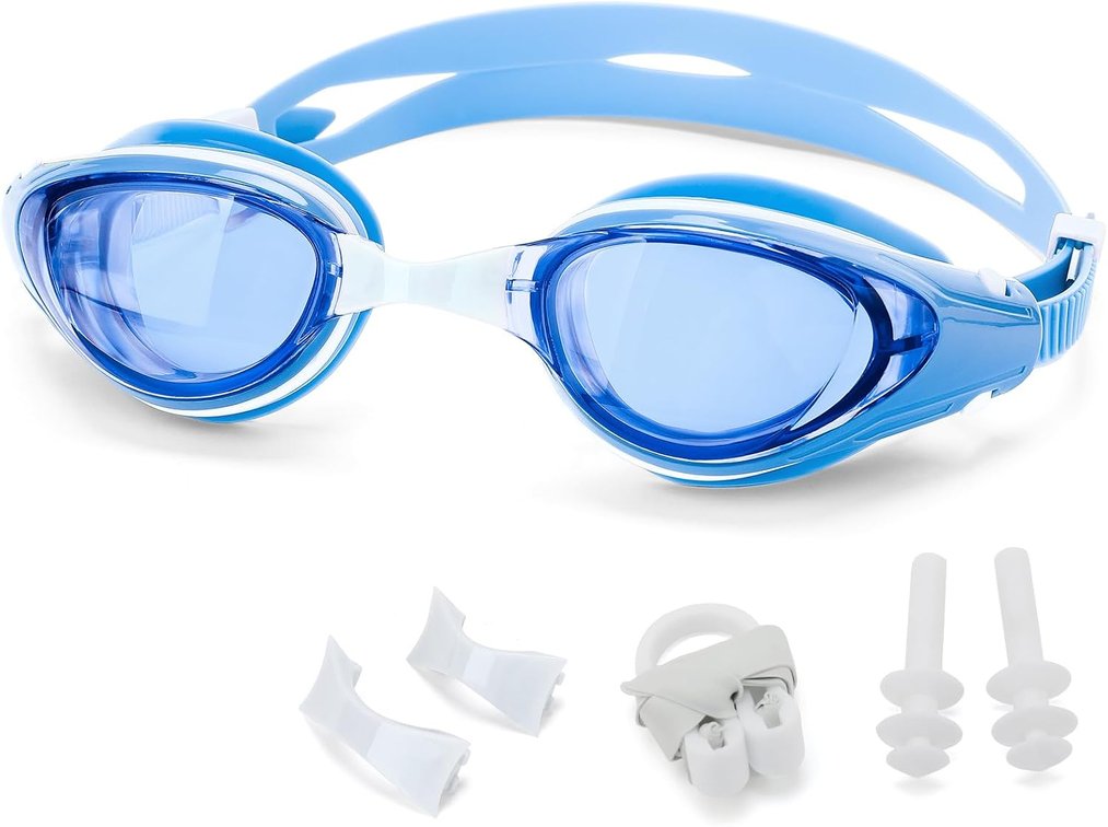 PURPLE NOT BLUE Nearsighted Swim Goggles,Shortsighted Swimming Goggles for Adults Youth, Anti Fog UV Protection Comfort Silicone Frame