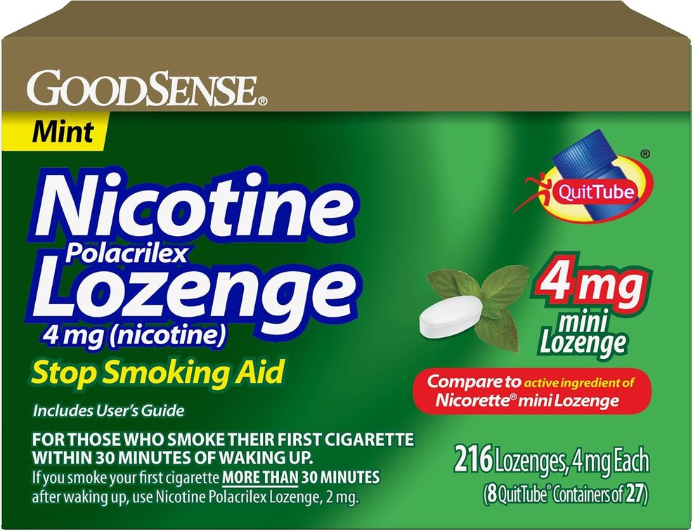GoodSense Nicotine Polacrilex Mini Lozenges 4 mg, Mint Flavor, 216 Count