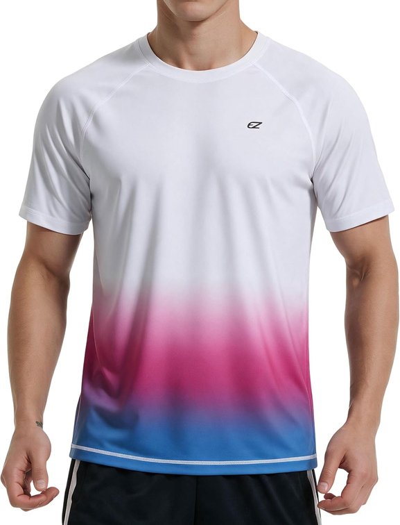 SIZE 2XL Men's UPF 50+ Swim Shirts Cooling Rash Guard for Fishing Surf Beach