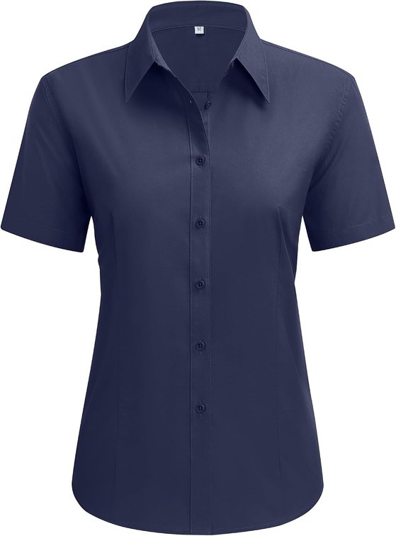 Size XL Shirts for Women Short Sleeve Cotton Button Down Shirt Basic Button Up Shirt Collar Shirts Work Shirt