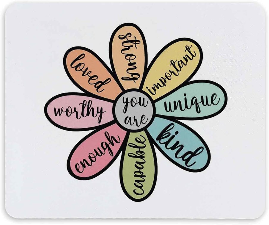TNUW Inspirational Quote You are Positive Affirmation Colorful Daisy Floral Mouse Pad 9.4 x 7.9 Inch,Non-Slip Rubber Base Mousepads for Dorm Office Home Desk Decor, Teen Girls Women Gifts