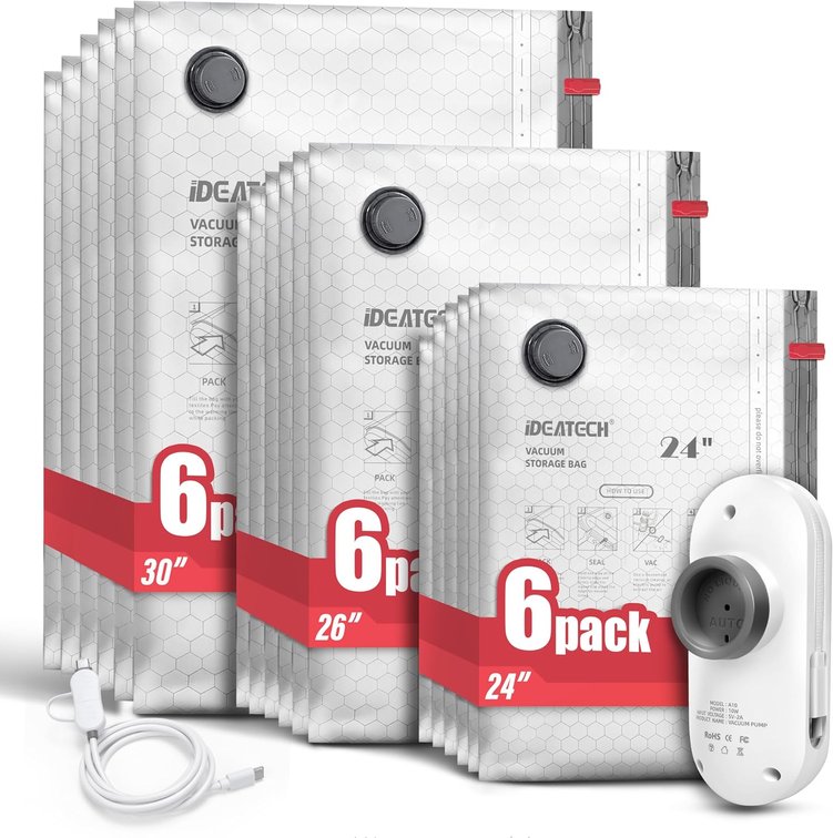 18Pack Travel Vacuum Bags with USB Pump, Up to 90% Space Saving