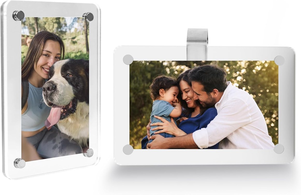 SET OF 2 Car Sun Visor Photo Holder, Universal Magnetic Photo Clip, Decorate Your Car Visor Clip with Personality(Transparent, 2.8x4.7)
