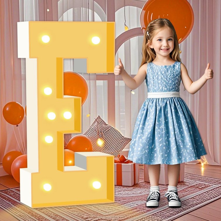 T NOT E Marquee Light Up Letters T, 3FT Foam Board Mosaic Balloon Letters with Light Bulbs, Large Marquee Letter for Birthday Festival Party, Marry Me Light Up Letter for Wedding Engagement Party Decor