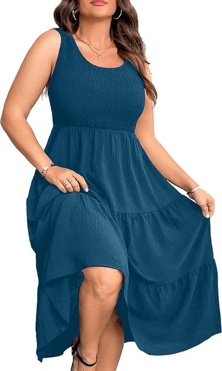 Womens Size 2XL Sleeveless Smocked Mini Sundress