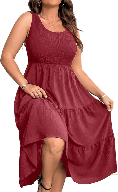 Womens Size 2XL Sleeveless Smocked Mini Sundress