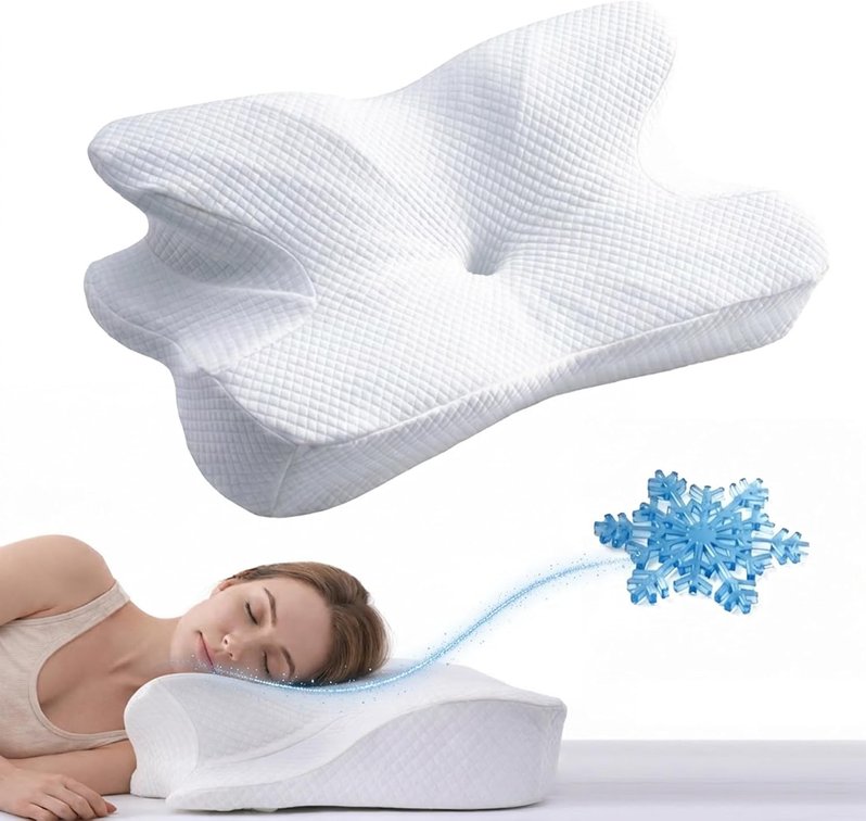Cervical Neck Pillow for Neck Pain Relief, Cooling Gel Memory Foam Contour Pillow for Sleeping, Ergonomic Orthopedic Support for Side, Back and Stomach Sleepers, Breathable Washable Cover