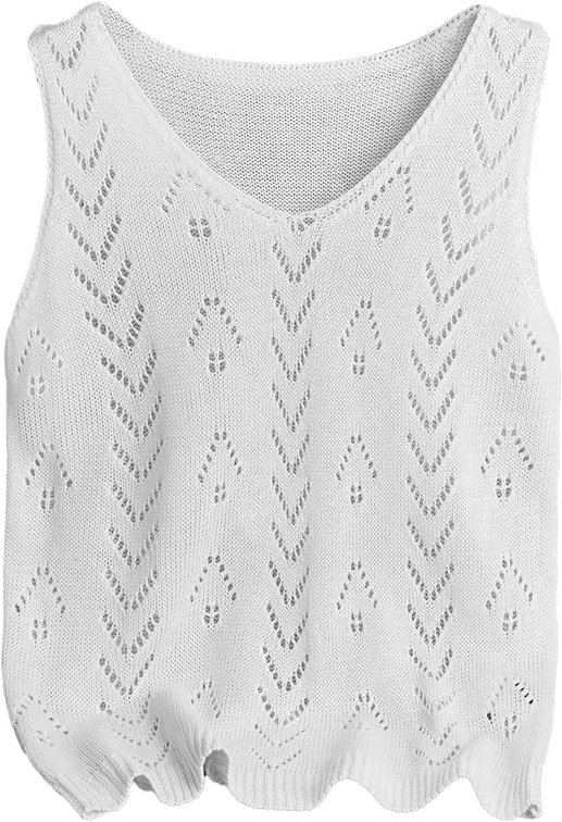 Size XL Womens Summer Tops Sleeveless Beach Vacation Clothes Crochet Sweater Vest Casual Tank Top Pullover 2026