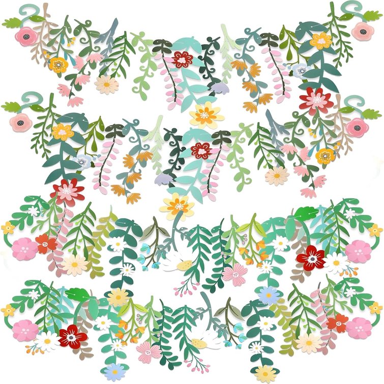 Epakh 4 Pcs Flower Banner Wildflower Garland Floral Party Decorations