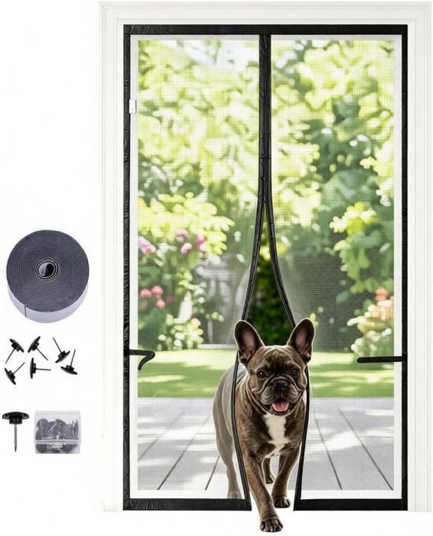 Magnetic Mesh Screen Door Curtain for Summer,38" W x 97" H, Breathable Net Cover with Self-Sealing Magnets, Gray (Summer Gray, Fit Door 36"x96")