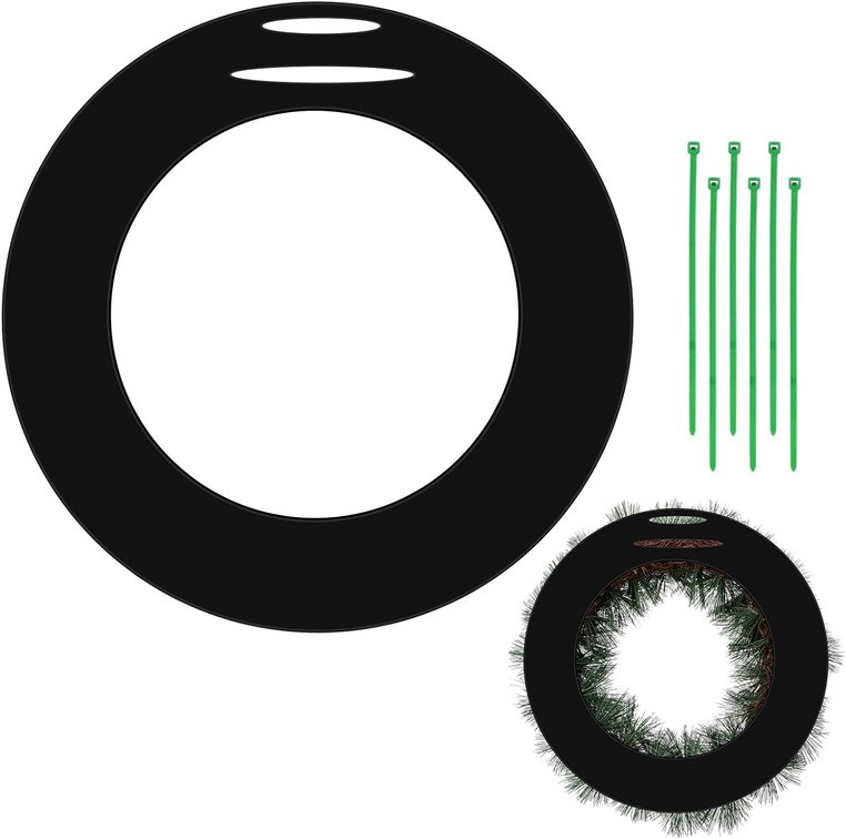 1 Piece Door Protecting Holiday Wreath Pad with Ties Rubber Pad Door Protector Prevent Scratches for Christmas Seasonal Decorative Protection Walls Glass (Fits 24 to 26 Inch Wreaths,Black)