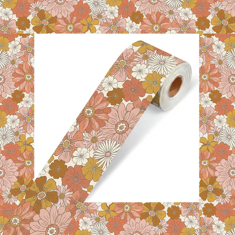 Tenceur 65.6 Feet Floral Bulletin Board Borders 9 Styles,Retro Flower