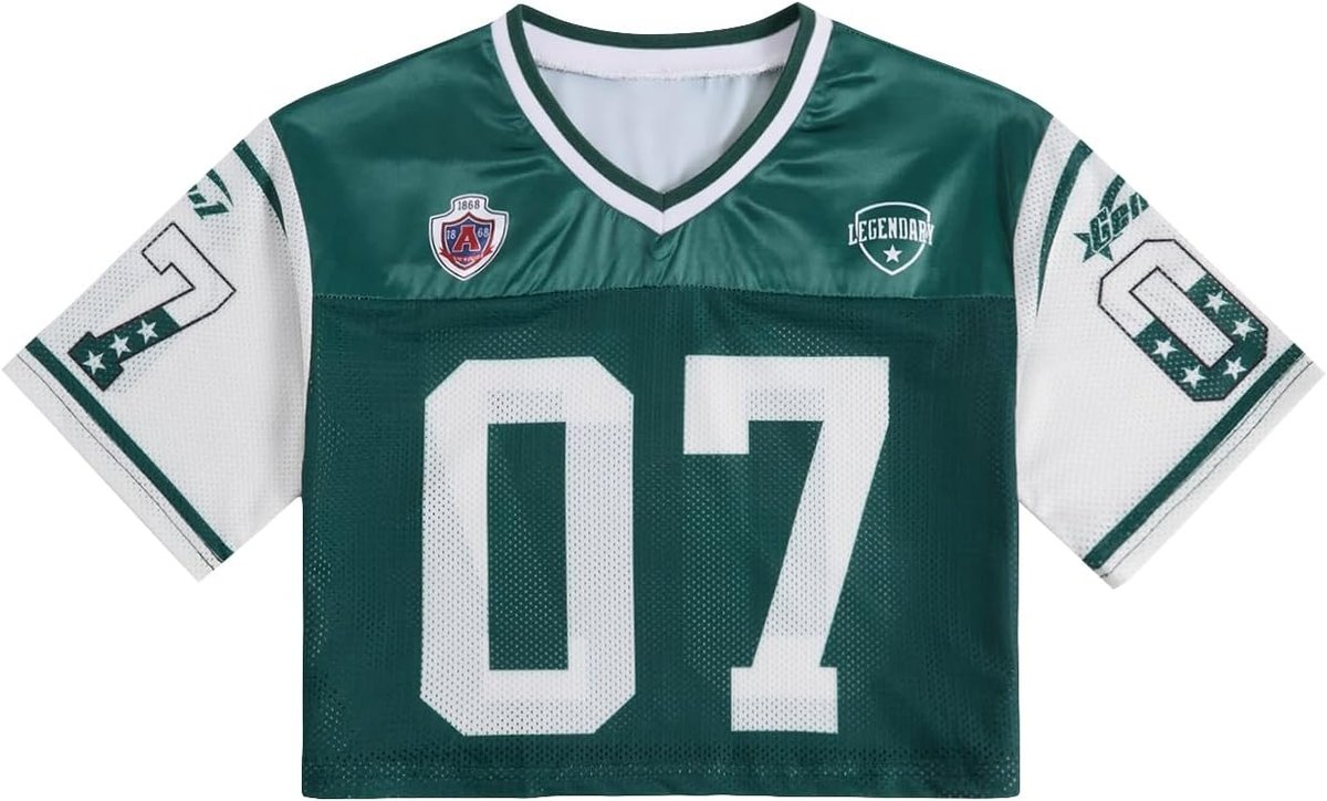 RoseSeek Girl's Number Graphic Jersey Shirts Y2k Football Crop Tops
