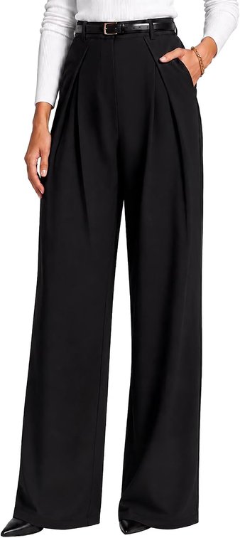 Size Medium Sunzel Women's Wide Leg Dress Pants with Pockets Pleated Palazzo Trousers