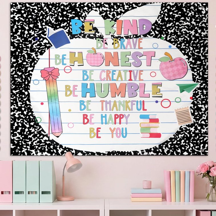 Breling Teacher Tapestry 50"x60" Motivational Classroom Backdrop Notebook