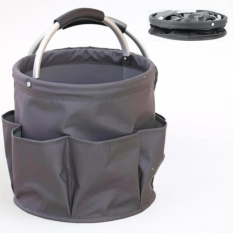 17L Foldable Cleaning Caddy with Handle and 6 Side Pockets