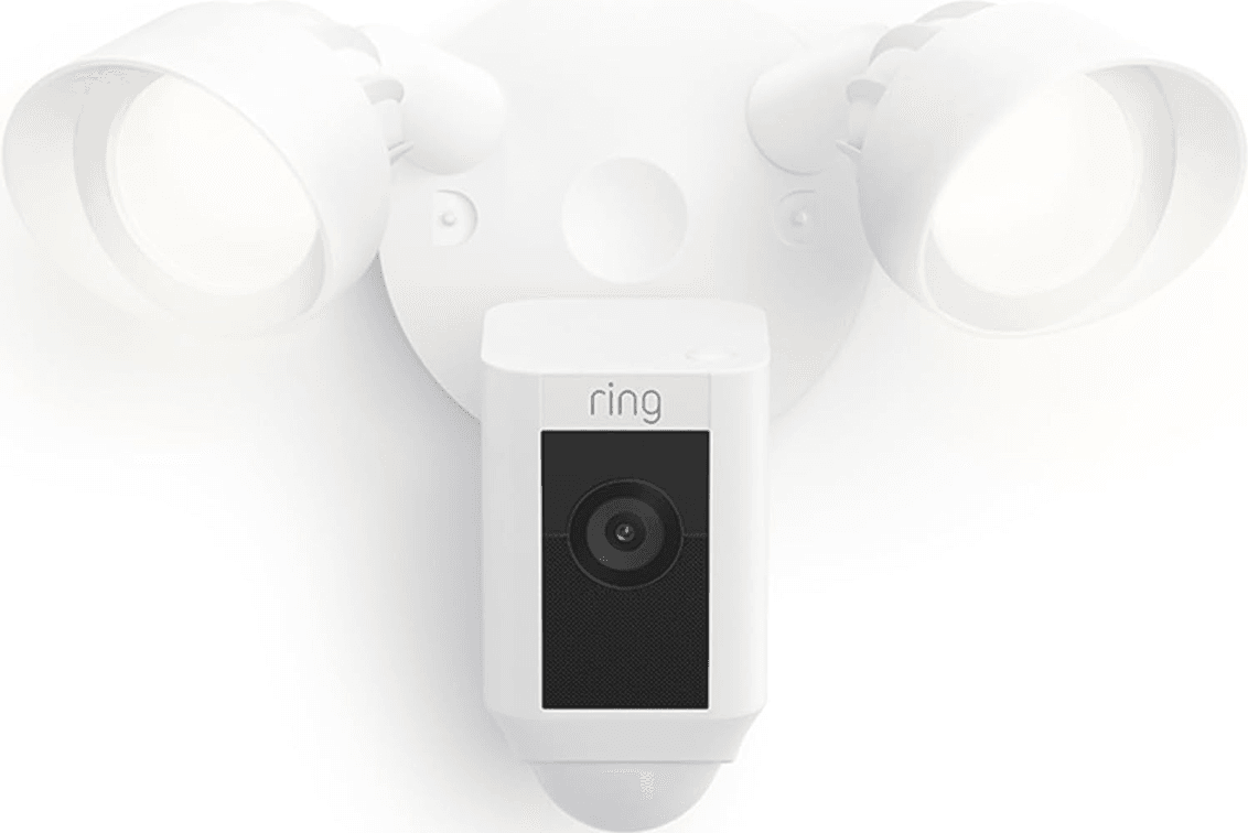 Ring Floodlight Cam Wired Plus, Outdoor Home or Business Security with Motion-Activated 1080p HD Video and Floodlights, White