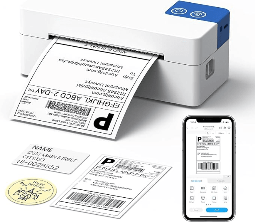 USB 203DPI Thermal Label Printer, 1.57-4.1inch Multi-Size Tag Maker for Windows Mac Chrome OS, Compatible USPS UPS Amazon Shopify, Free Labelnize App for Shipping Price Clothing TagsUSB 203DPI Thermal Label Printer, 1.57-4.1inch Multi-Size Tag Maker for W