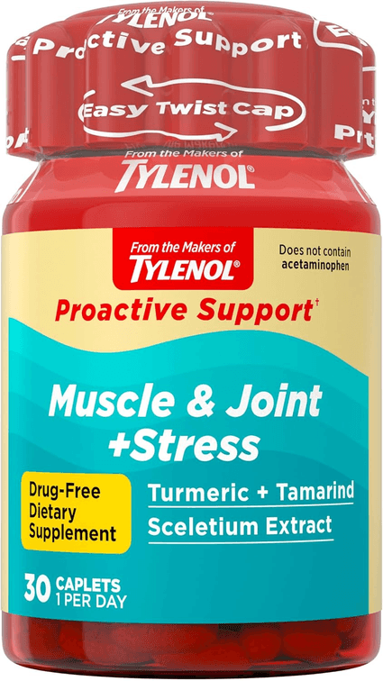 SET OF 2 - Tylenol Proactive Support Muscle & Joint Supplements + Stress, 30 ct